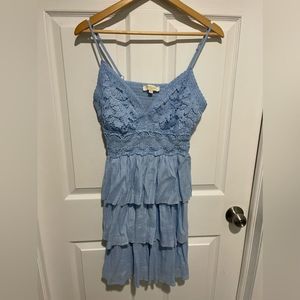 Rebellion Lacey blue tiered dress large adjustable straps light cute summer